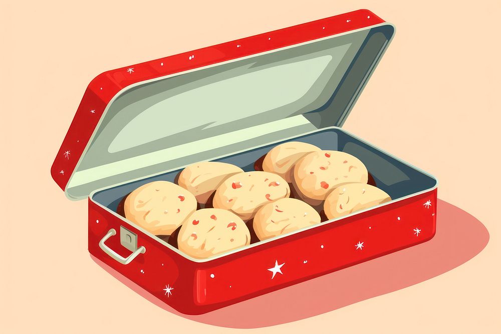 Christmas sugar cookkies food box red. AI generated Image by rawpixel.