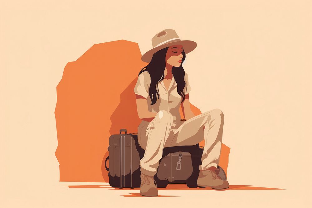 Female traveler luggage adult sunglasses. AI generated Image by rawpixel.