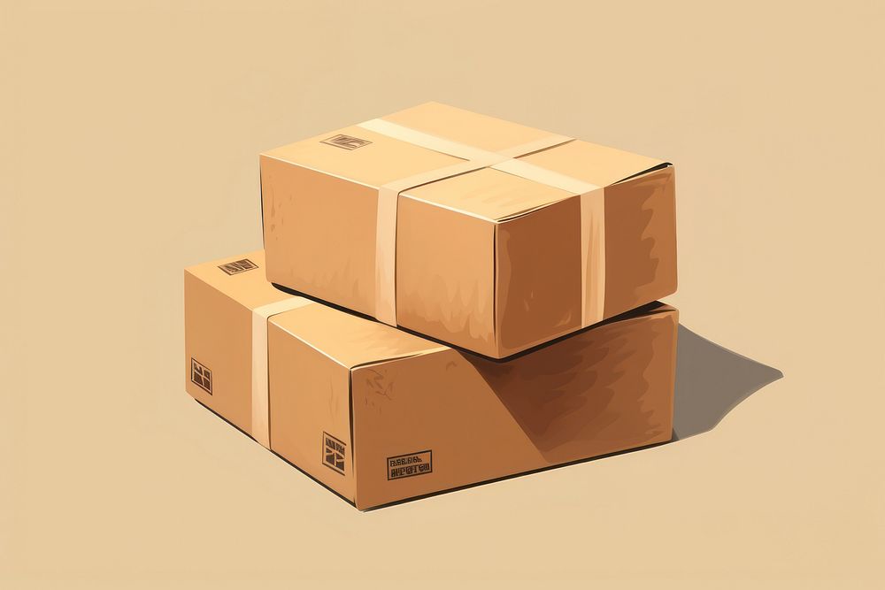 Two parcel shipping box cardboard carton delivering. 