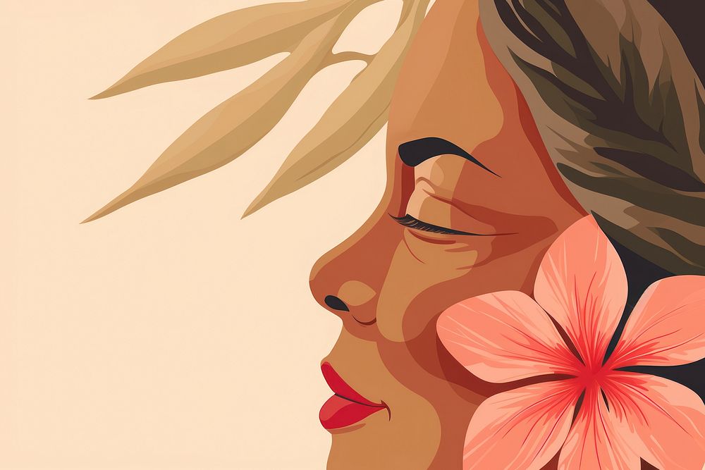 Hawaiian grandmother portrait flower adult. AI generated Image by rawpixel.