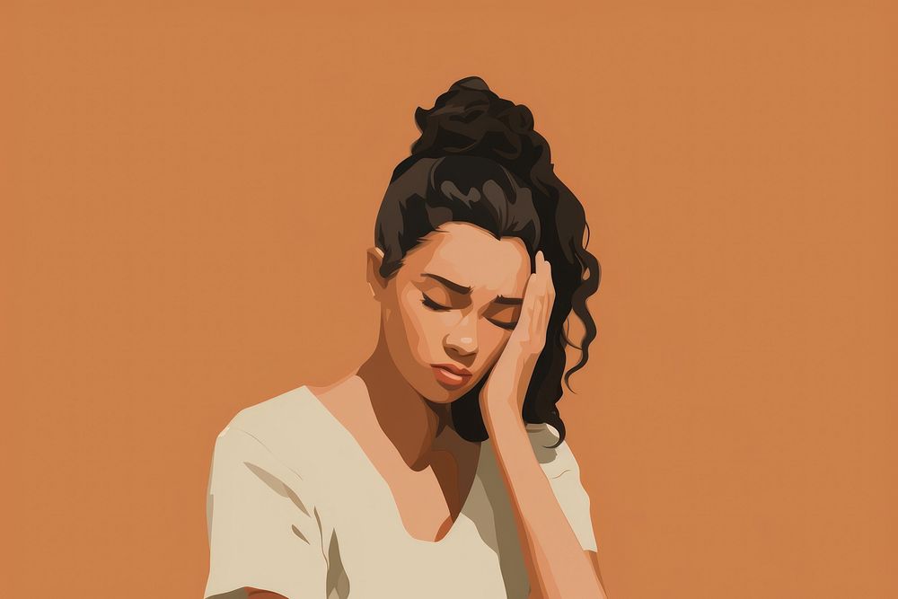 Woman having headache portrait adult art. AI generated Image by rawpixel.
