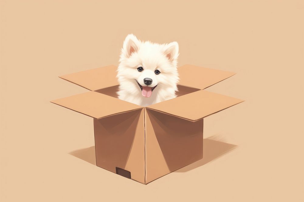 Dog box cardboard mammal. 