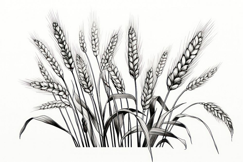 Farming drawing sketch wheat. AI generated Image by rawpixel.