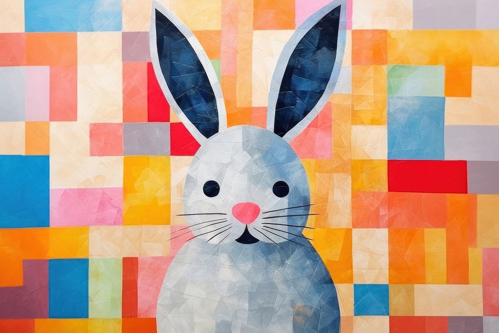 Minimal simple rabbit art painting mammal. 