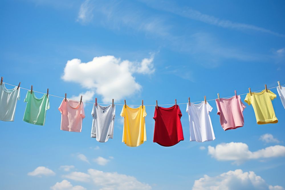Clothes line outdoors sky laundry. AI generated Image by rawpixel.