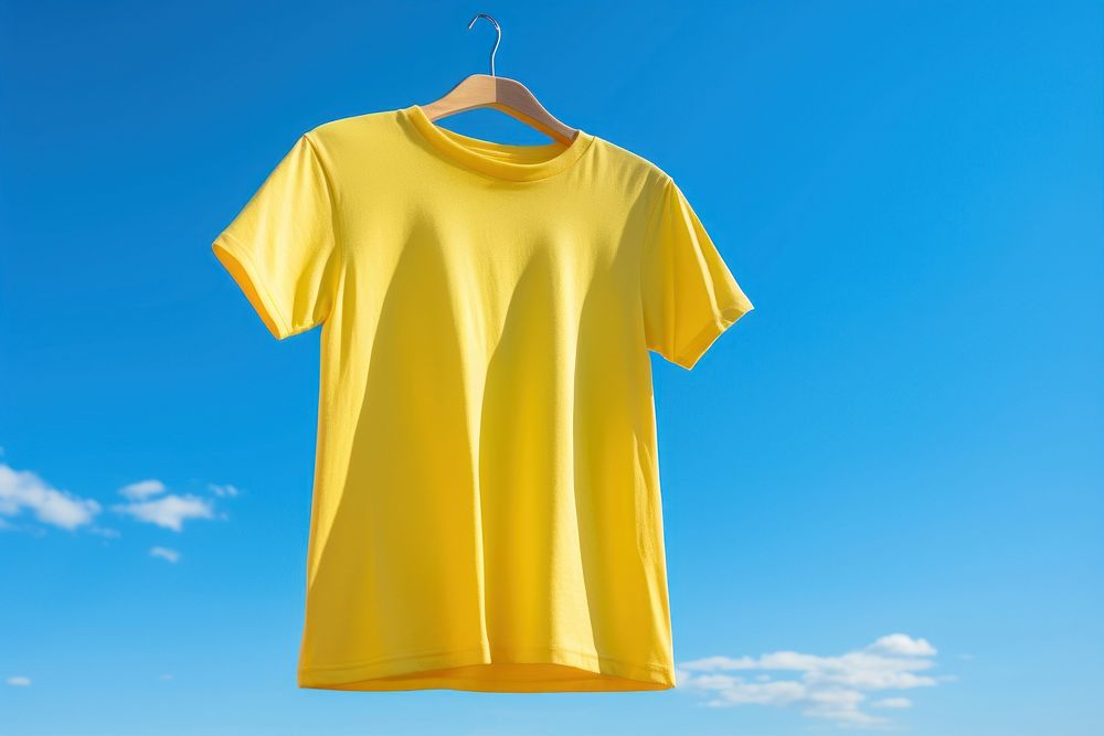 Clothes line outdoors t-shirt blue. 