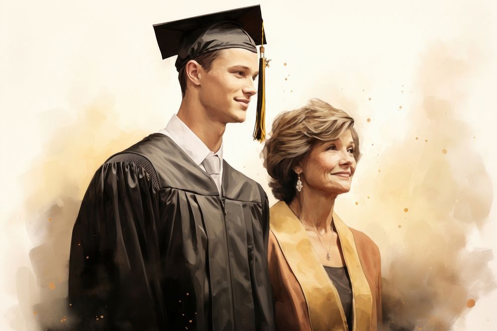 Graduation portrait adult togetherness. AI generated Image by rawpixel.