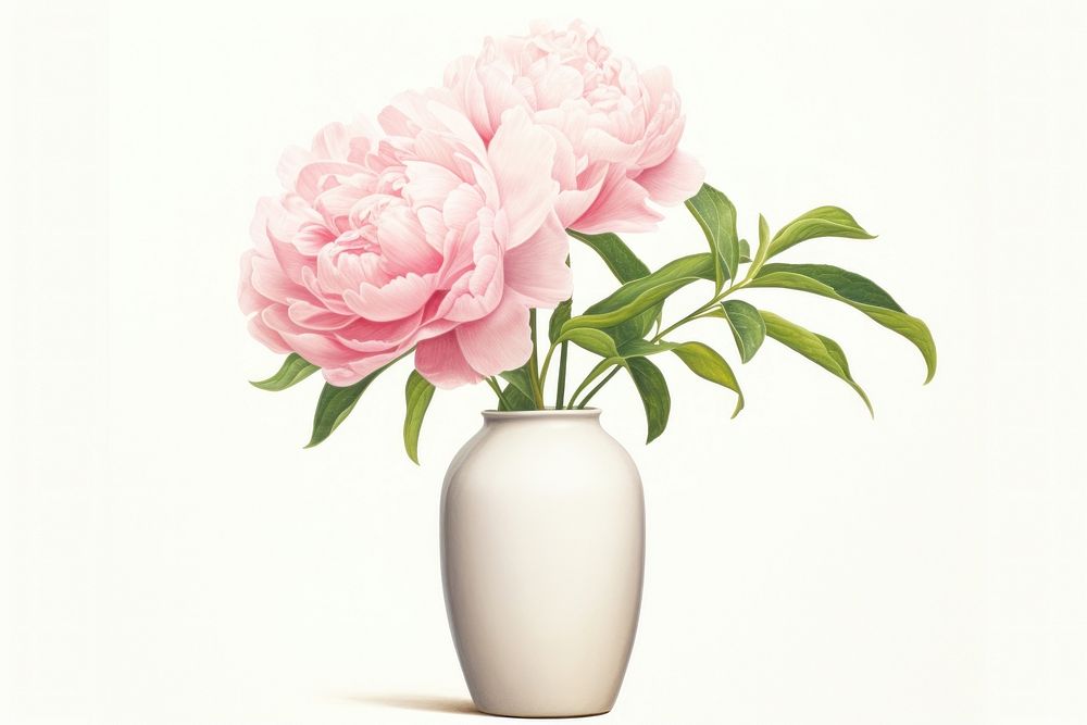 Pink peony vase flower plant inflorescence. AI generated Image by rawpixel.