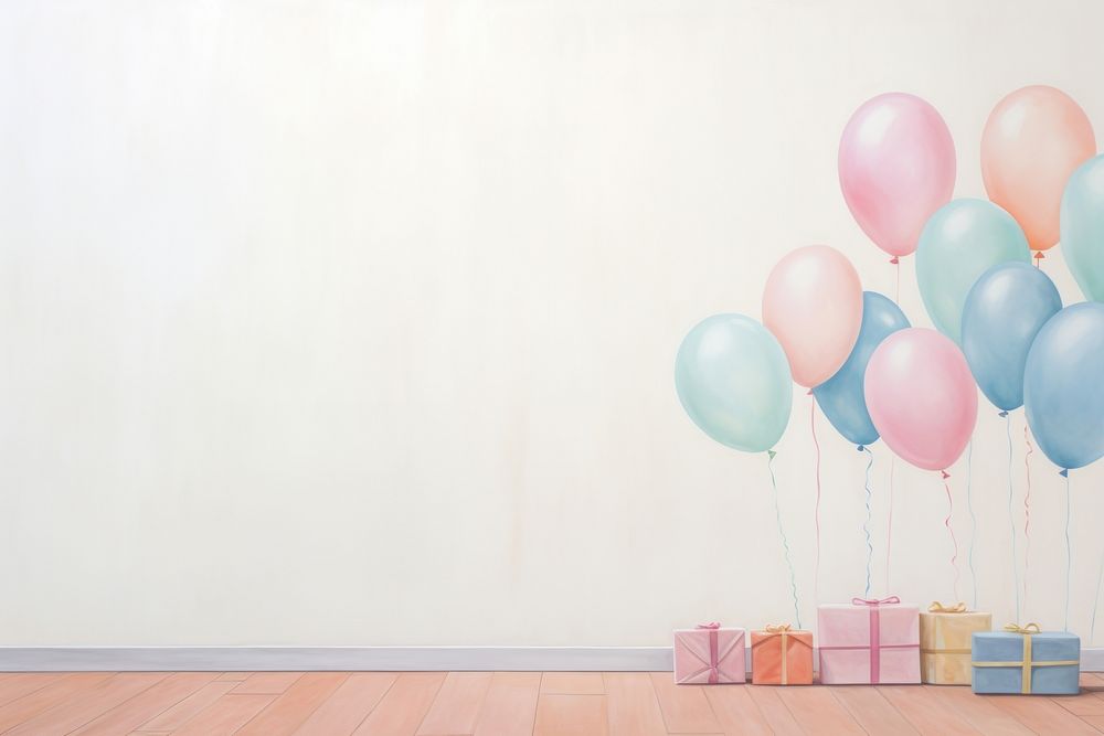 Birthday backdrop balloon party pastel colored. 