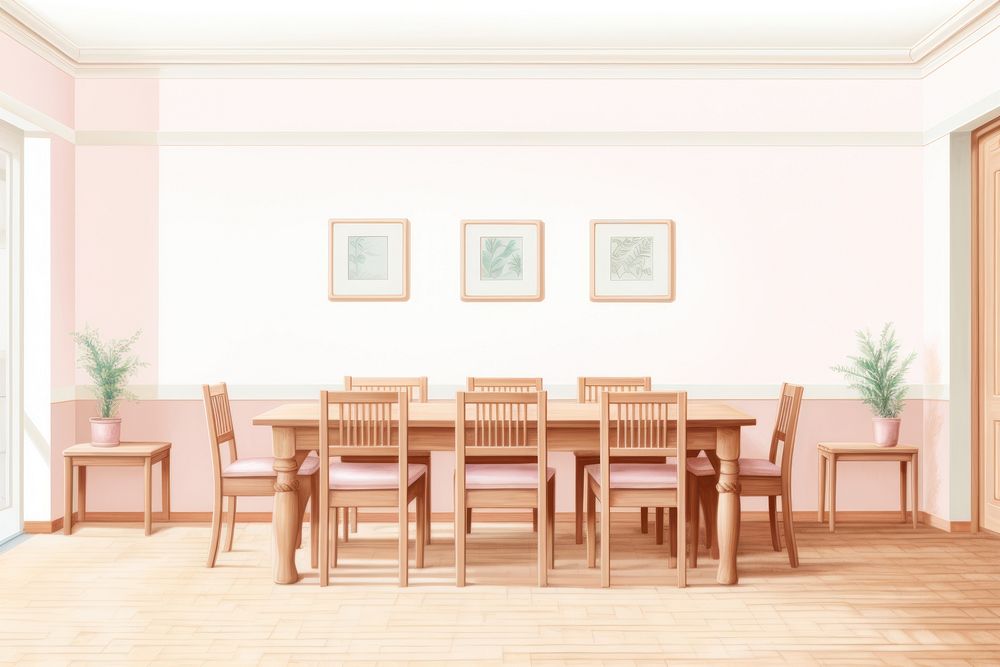 Dinning room architecture furniture building. AI generated Image by rawpixel.