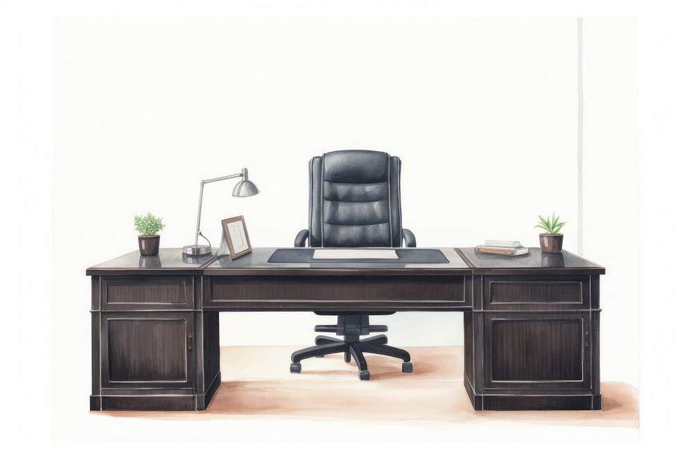 Black business office furniture table chair. AI generated Image by rawpixel.