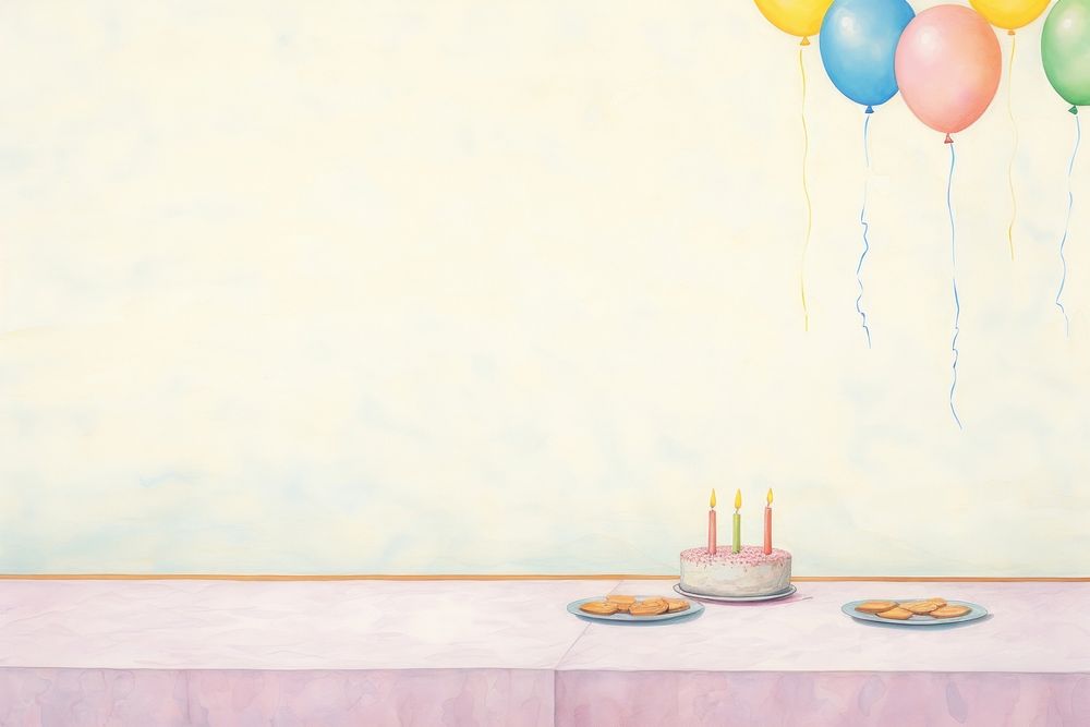 Birthday table balloon dessert candle. AI generated Image by rawpixel.