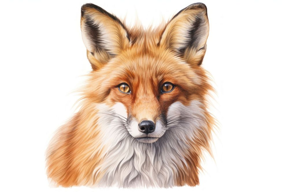 Fox drawing mammal animal. AI generated Image by rawpixel.