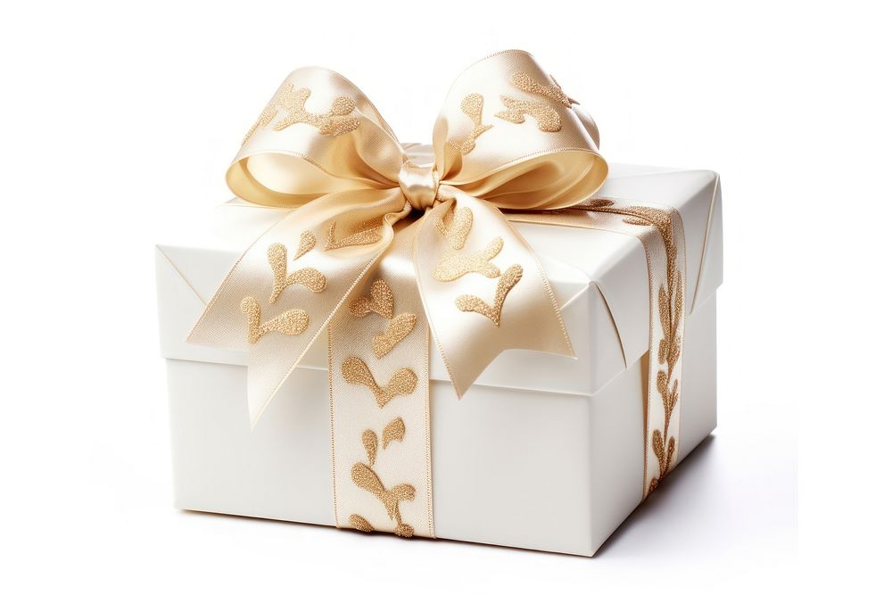 Gift box ribbon white gold. AI generated Image by rawpixel.