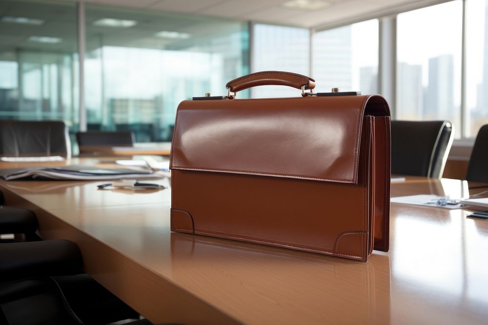 Brief case briefcase handbag table. AI generated Image by rawpixel.