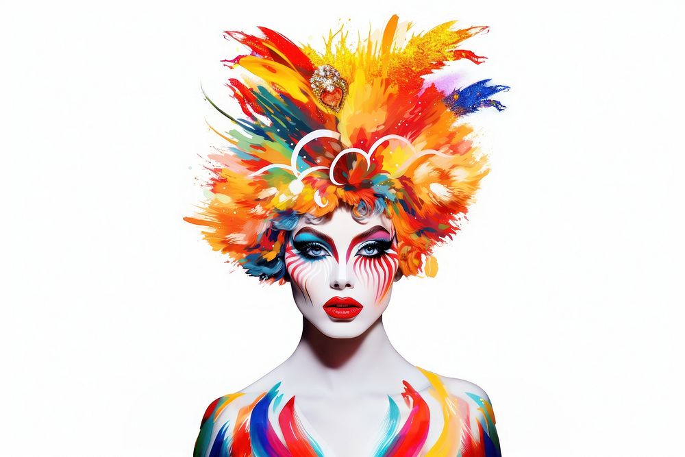 Carnival portrait adult clown. AI generated Image by rawpixel.