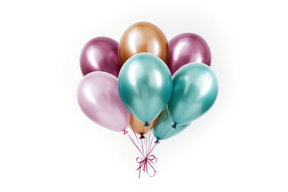 Bubber balloon ribbon white background anniversary. AI generated Image by rawpixel.