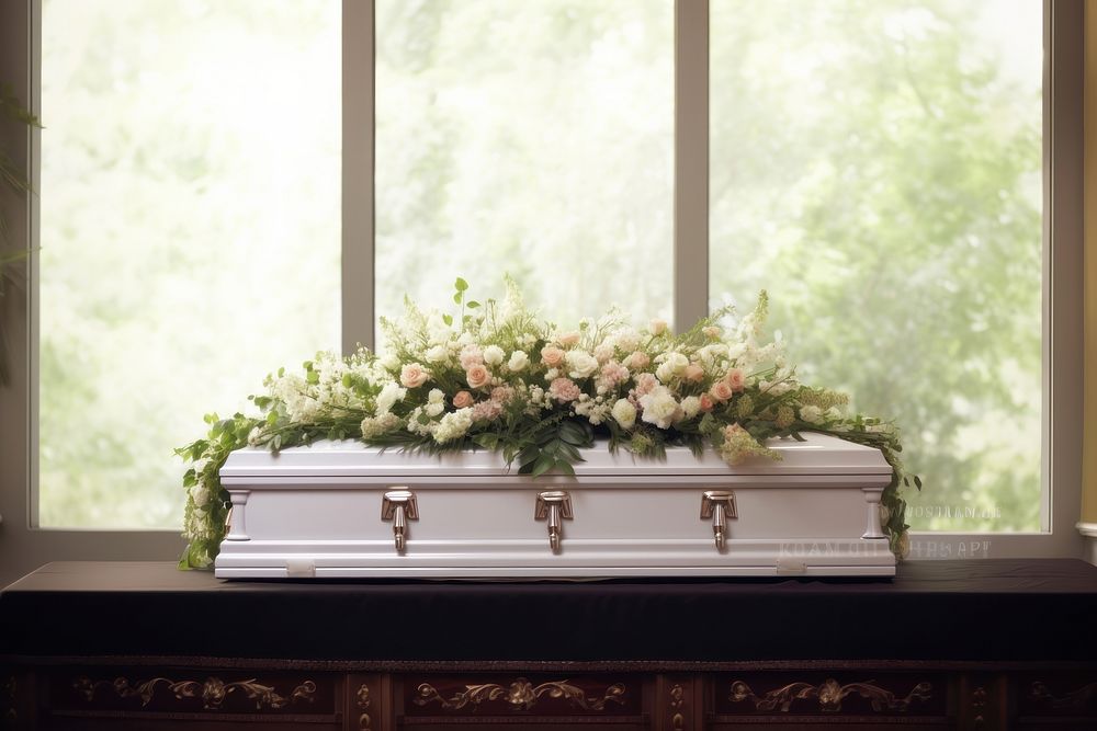 Funeral service window coffin white. AI generated Image by rawpixel.