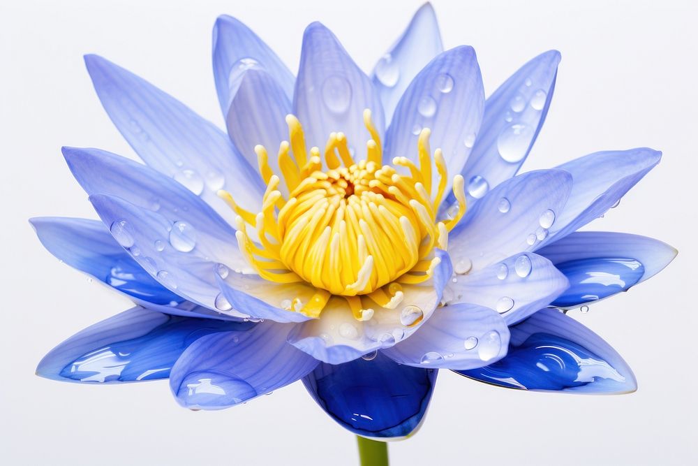 Blue water lily petal blossom flower. AI generated Image by rawpixel.