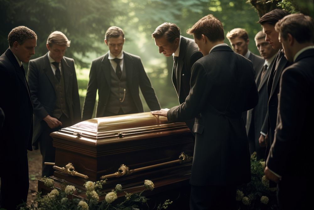 Funeral service person coffin adult. AI generated Image by rawpixel.