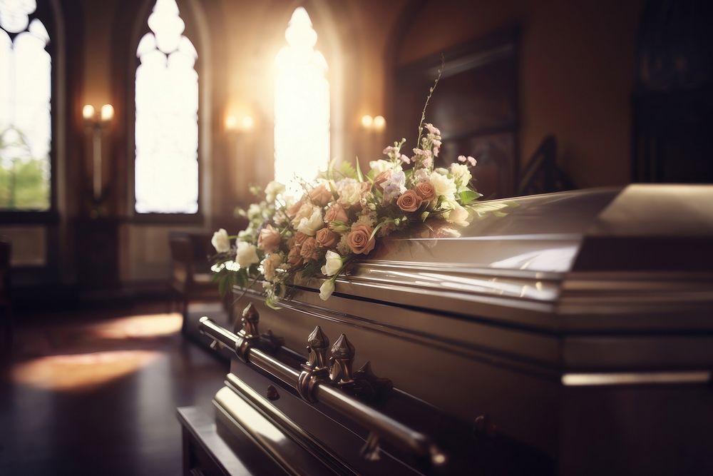 Funeral service coffin spirituality architecture. AI generated Image by rawpixel.