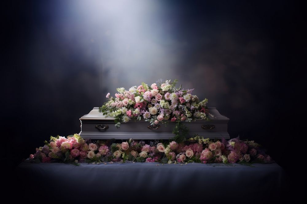 Funeral service flower coffin plant. AI generated Image by rawpixel.