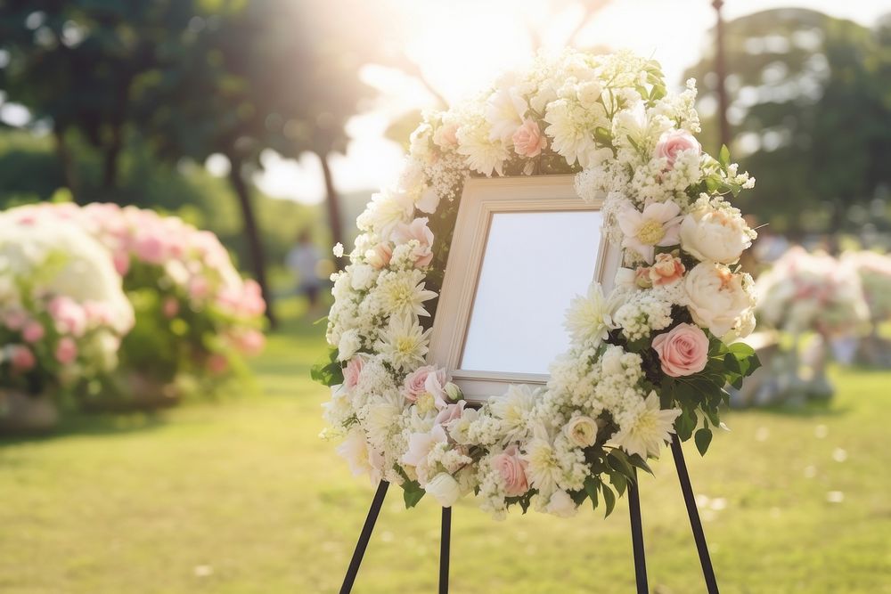 Funeral service flower wreath plant. 