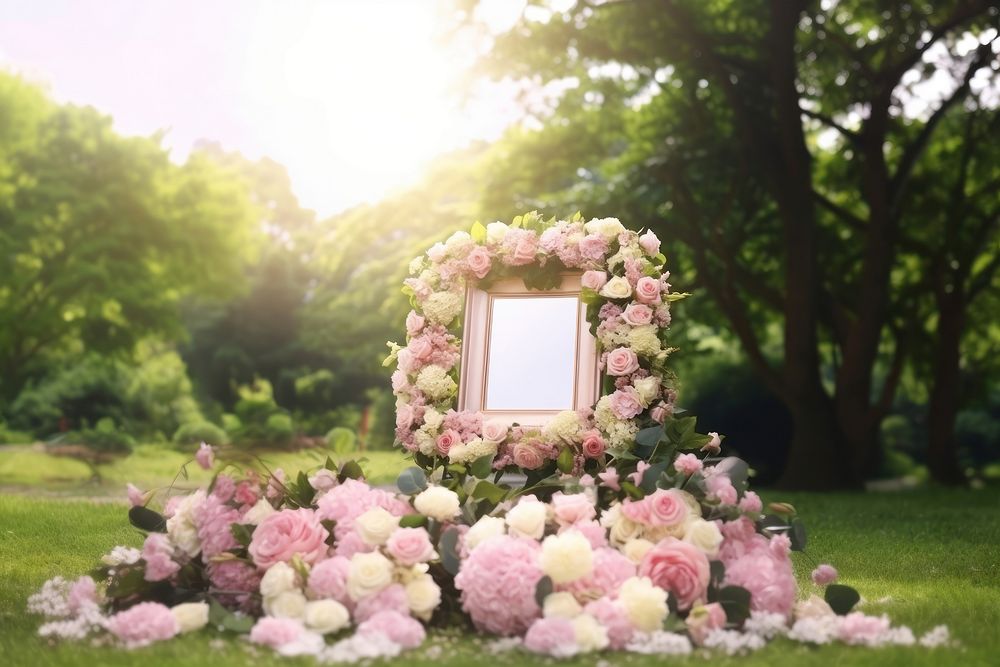 Funeral service flower outdoors wreath. AI generated Image by rawpixel.