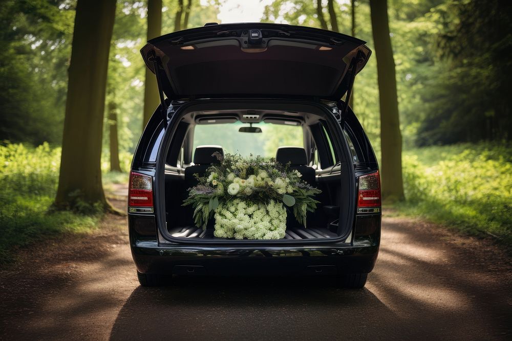 Funeral service car vehicle transportation. AI generated Image by rawpixel.