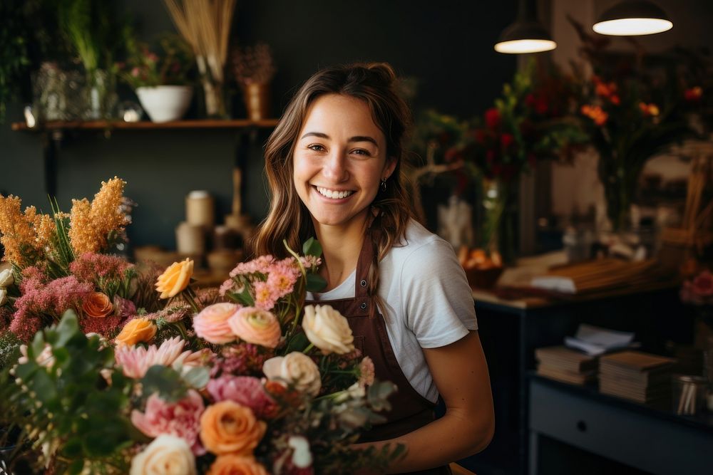 Florist flower smiling smile. AI generated Image by rawpixel.
