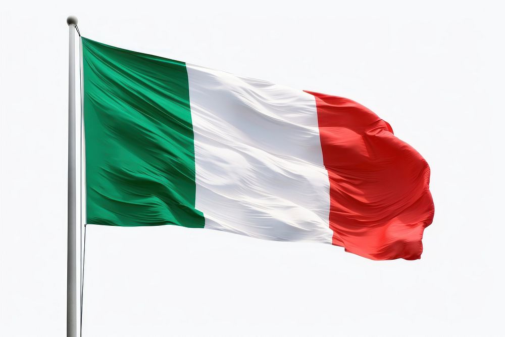 Italy flag pole wind patriotism. AI generated Image by rawpixel.