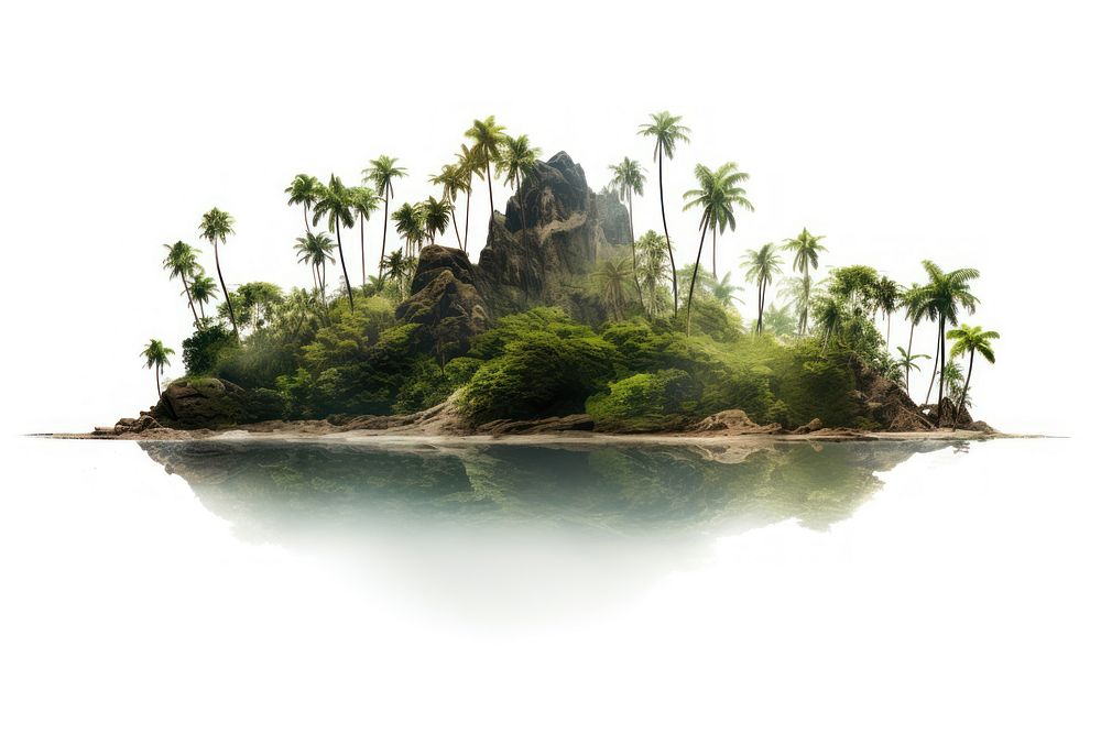 Island vegetation reflection landscape. AI generated Image by rawpixel.