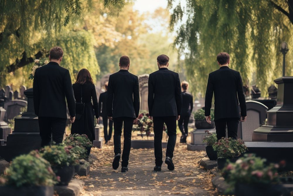 Funeral service cemetery outdoors walking. AI generated Image by rawpixel.