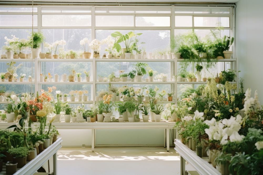 Flower shop greenhouse window nature. AI generated Image by rawpixel.