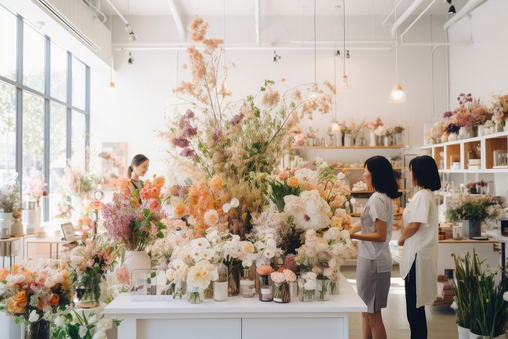 Flower shop market people adult. AI generated Image by rawpixel.