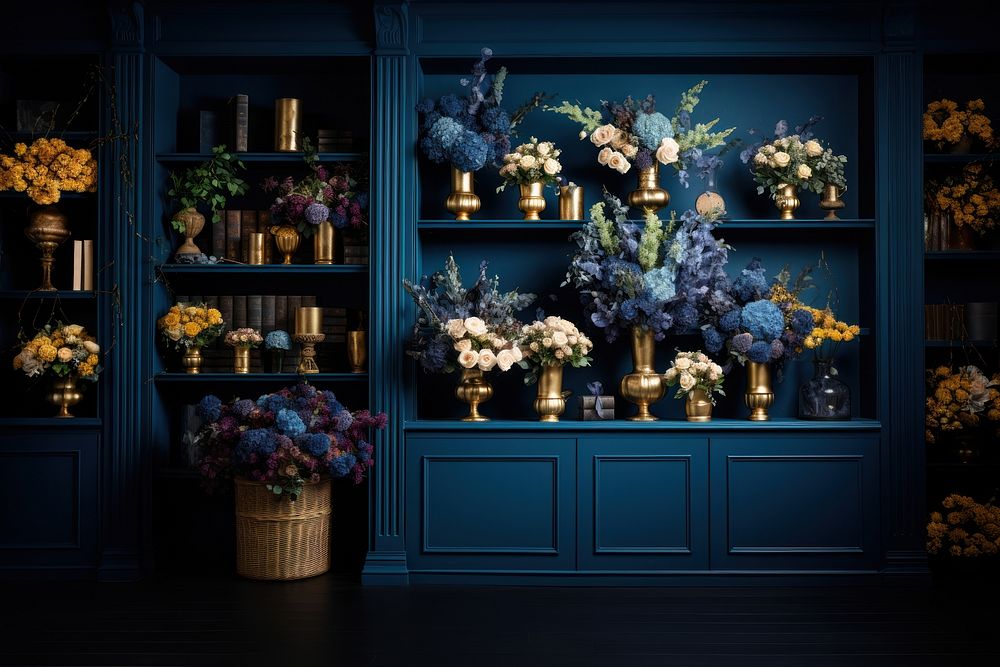 Flower shop luxury plant shelf. AI generated Image by rawpixel.