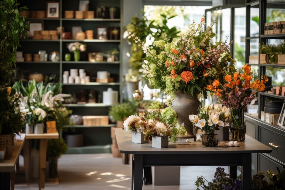 Flower shop architecture plant table. AI generated Image by rawpixel.