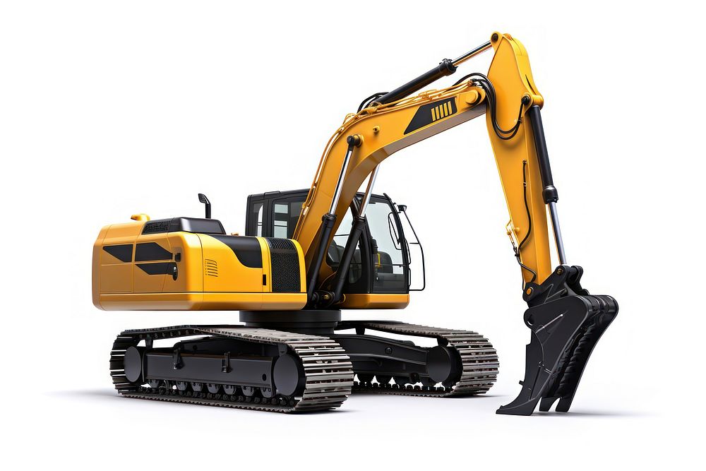 Excavator  white background construction. AI generated Image by rawpixel.