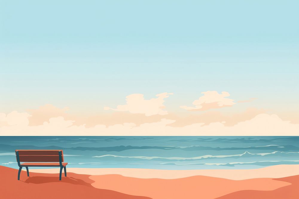 Seaside furniture outdoors horizon. AI generated Image by rawpixel.