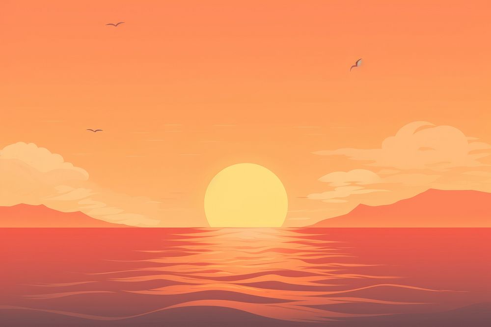 Sunset seaside backgrounds sunlight outdoors. AI generated Image by rawpixel.