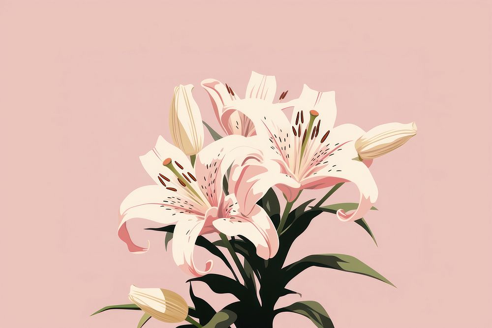 Pink lilly flower plant lily. AI generated Image by rawpixel.