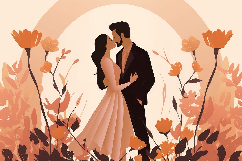 Wedding anniversary kissing flower adult. AI generated Image by rawpixel.