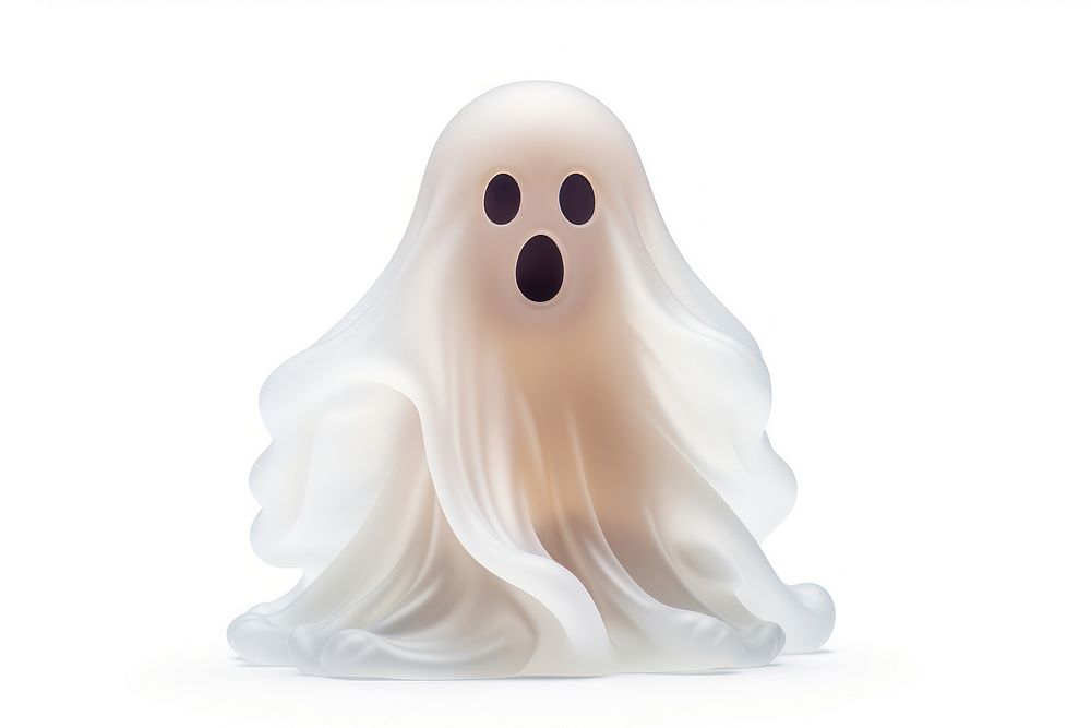 Spookie ghost white white background representation. AI generated Image by rawpixel.