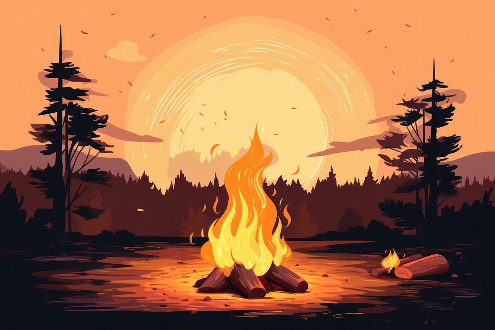 Bonfire outdoors tranquility silhouette. AI generated Image by rawpixel.