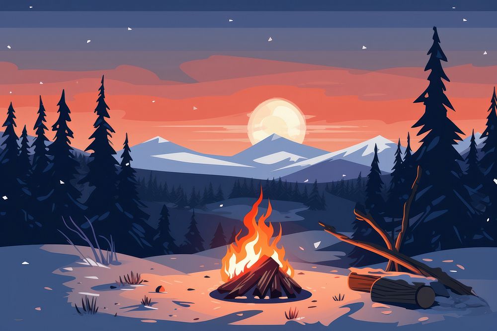 Bonfire outdoors nature night. AI generated Image by rawpixel.