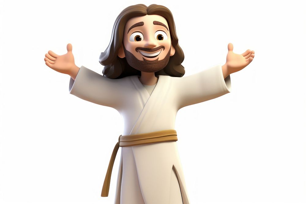 Jesus Christ cartoon adult white background. AI generated Image by rawpixel.