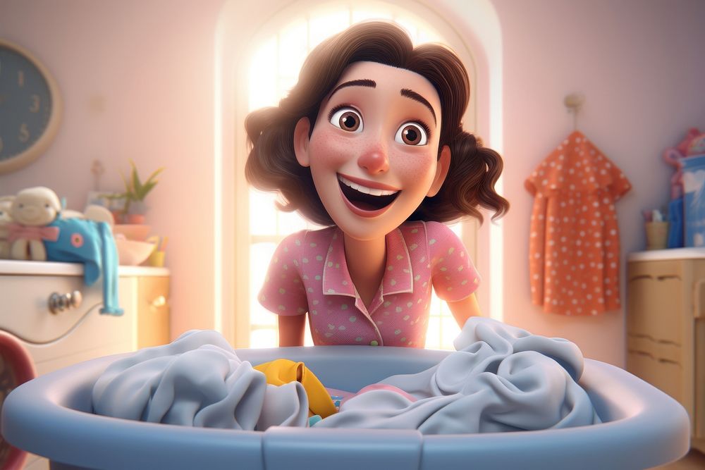 Cartoon toy happiness cleaning. AI generated Image by rawpixel.