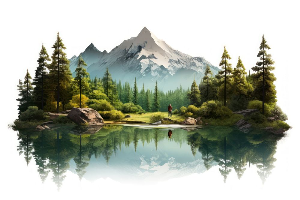 Lake mountain forest lake. AI generated Image by rawpixel.