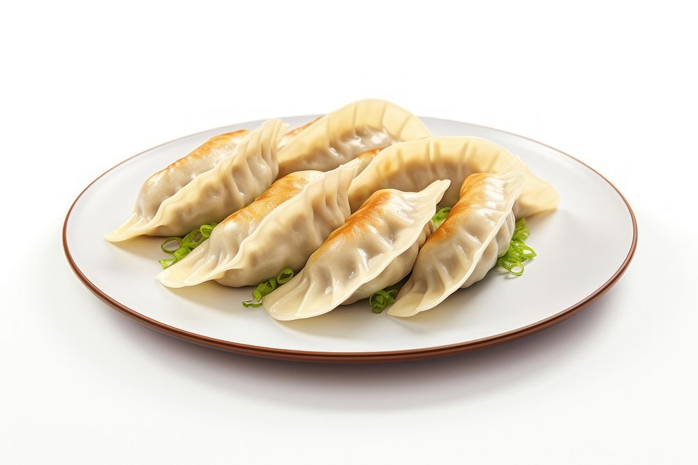 Dumpling plate food meal. AI generated Image by rawpixel.