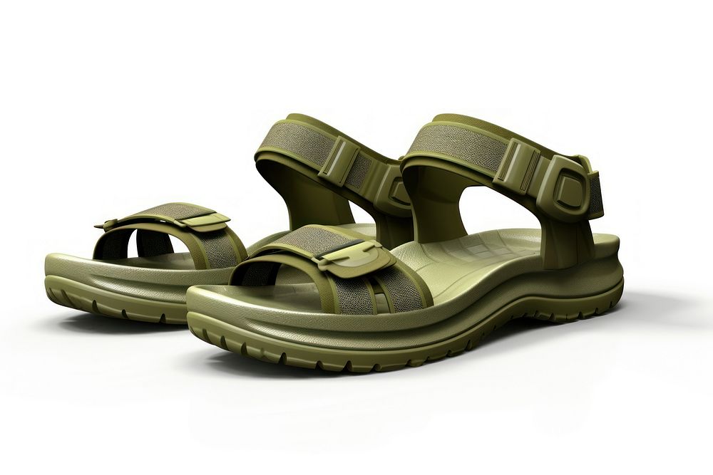 Sandals color olive green footwear white background flip-flops. AI generated Image by rawpixel.